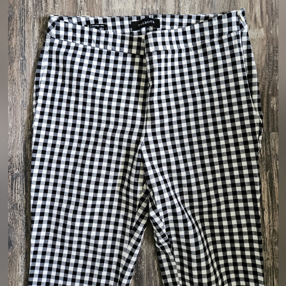 Talbots Black And White Gingham Patterned Chatham… - image 2